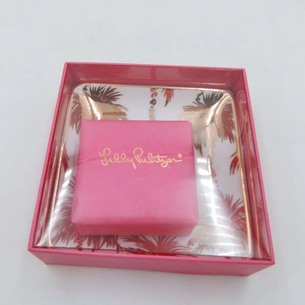 Lilly Pulitzer Soap And Tray Set NIB Featured in Metallic Palms 172423